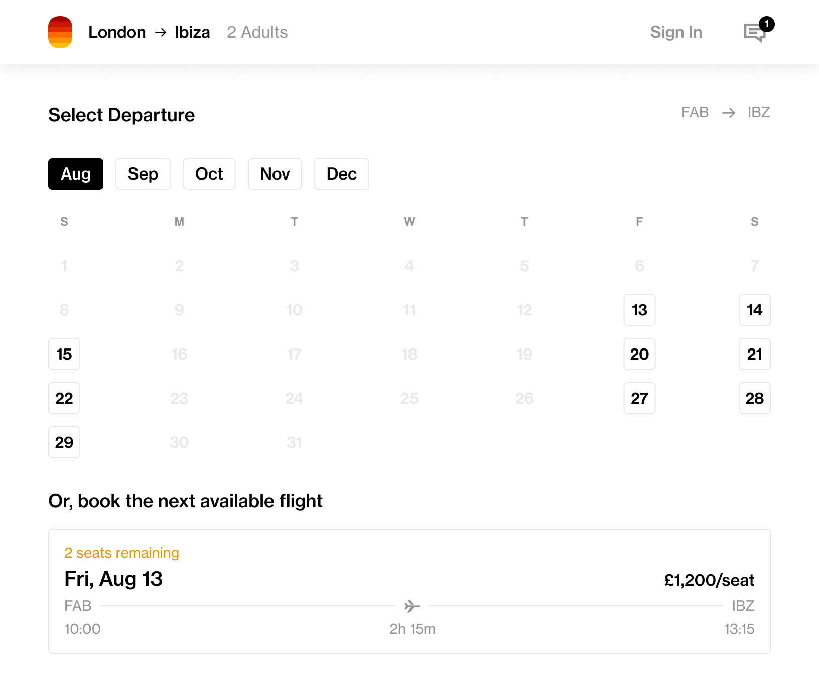 Aero, semi-private luxury air travel